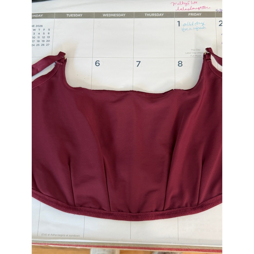 Auden Corset Top Women L Burgundy Satin Boned Square Neck Regencycore Party - Picture 9 of 10